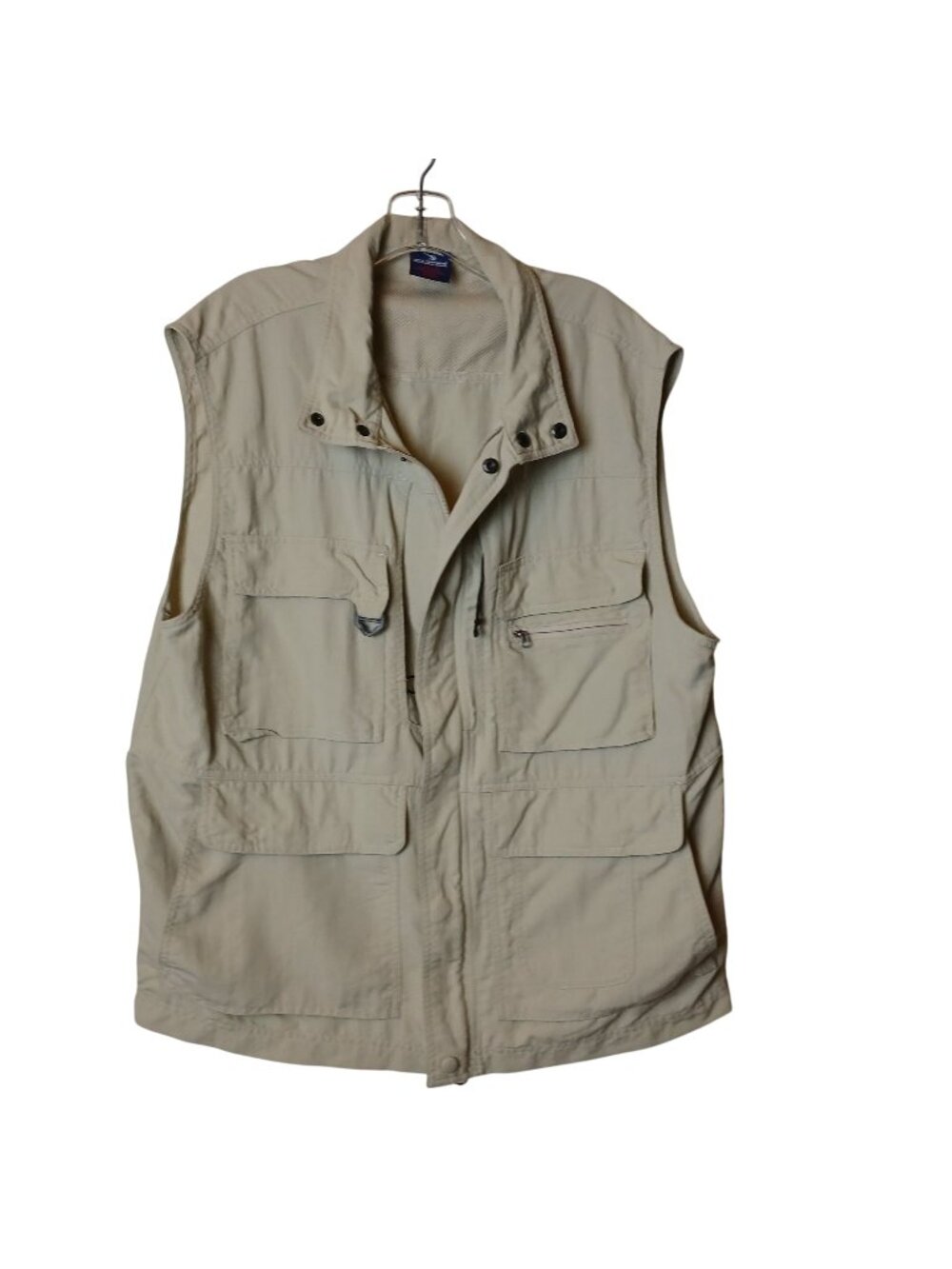 Reel Legends Tan Mens Large Safari Vest Pockets 100% Nylon Outdoor Fish Hunt I-7